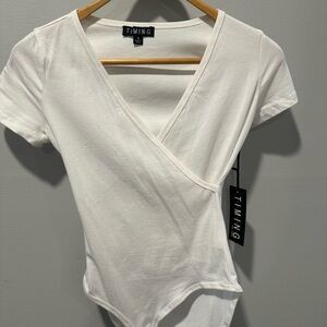 Timing White Wrap Top